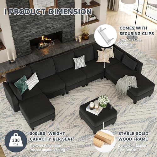 Mangodan Modular Sectional Sofa, 6 Seat Modular Sleeper Sofa Couch - Image 6