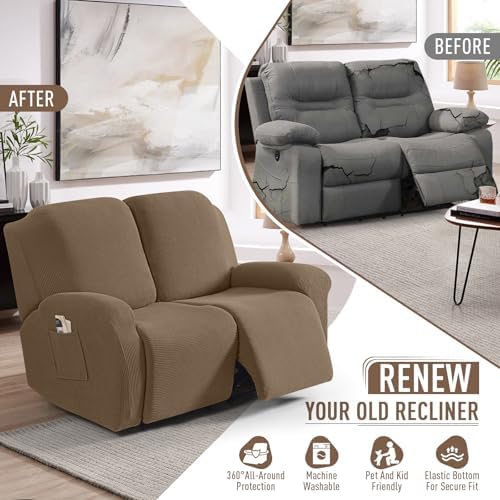 TAOCOCO Stretch Loveseat Recliner Covers 6 Piece - Image 4