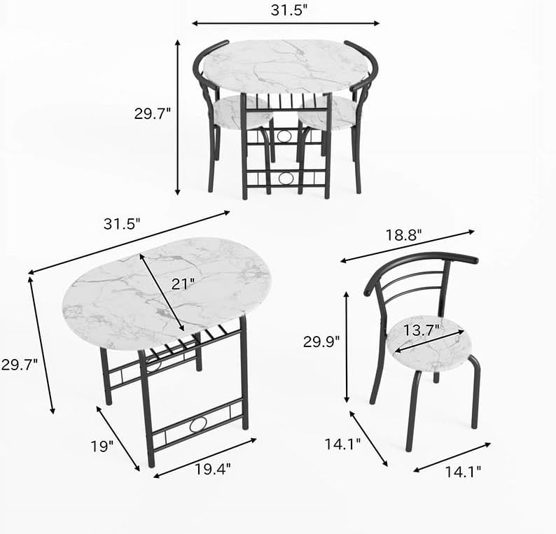 Shahoo 3-Piece Dining Table Set - Image 7