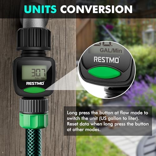 RESTMO Water Flow Meter, Measure Gallon/Liter Consumption and Flow Rate - Image 3