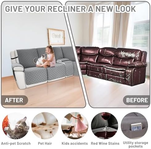 Waterproof Sectional Reclining Couch Covers L Shaped Recliner Sectional Sofa - Image 6