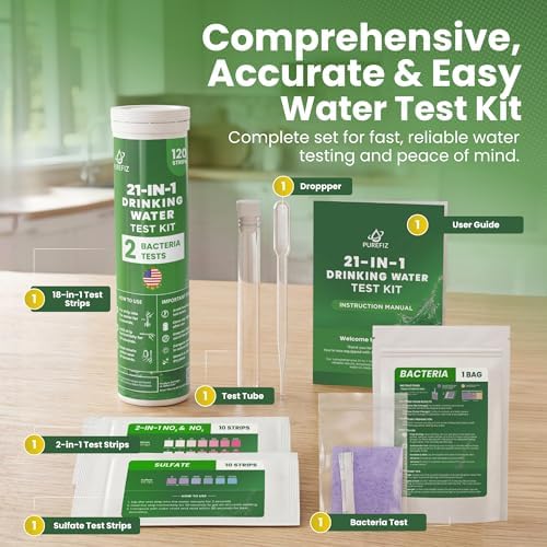 21-in-1 Drinking Water Test Kit – 120 Strips + 2 Bacteria Tests – Easy DIY - Image 2