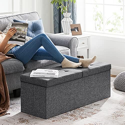 SONGMICS 43.3 Inches Storage Ottoman, Foldable Bench - Image 5