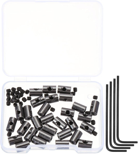 MECCANIXITY 30 Pcs Metal Locking Pin Backs, Locking Pin Keepers Locking Clasp 9mm(H) with 4 Wrench Replacement in Storage Case for Badge, Brooch, Black Tone