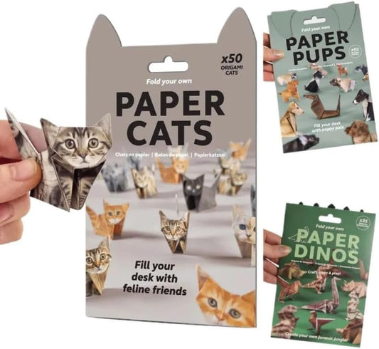 Paper Cat, Paper Cat Origami,50 DIY Origami Foldable Cute Cat Figurines Fun Craft Activity, Desktop Decor, and Gifts for Cat Lovers