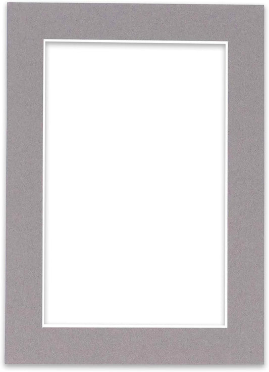 8x10 Mat Bevel Cut for 5x8 Photos - Acid Free Charcoal Grey Precut Matboard with Backing Board and Crystal Clear, Self Seal Photo Mat Bag - for Pictures, Photos, Framing - 4-ply Thickness