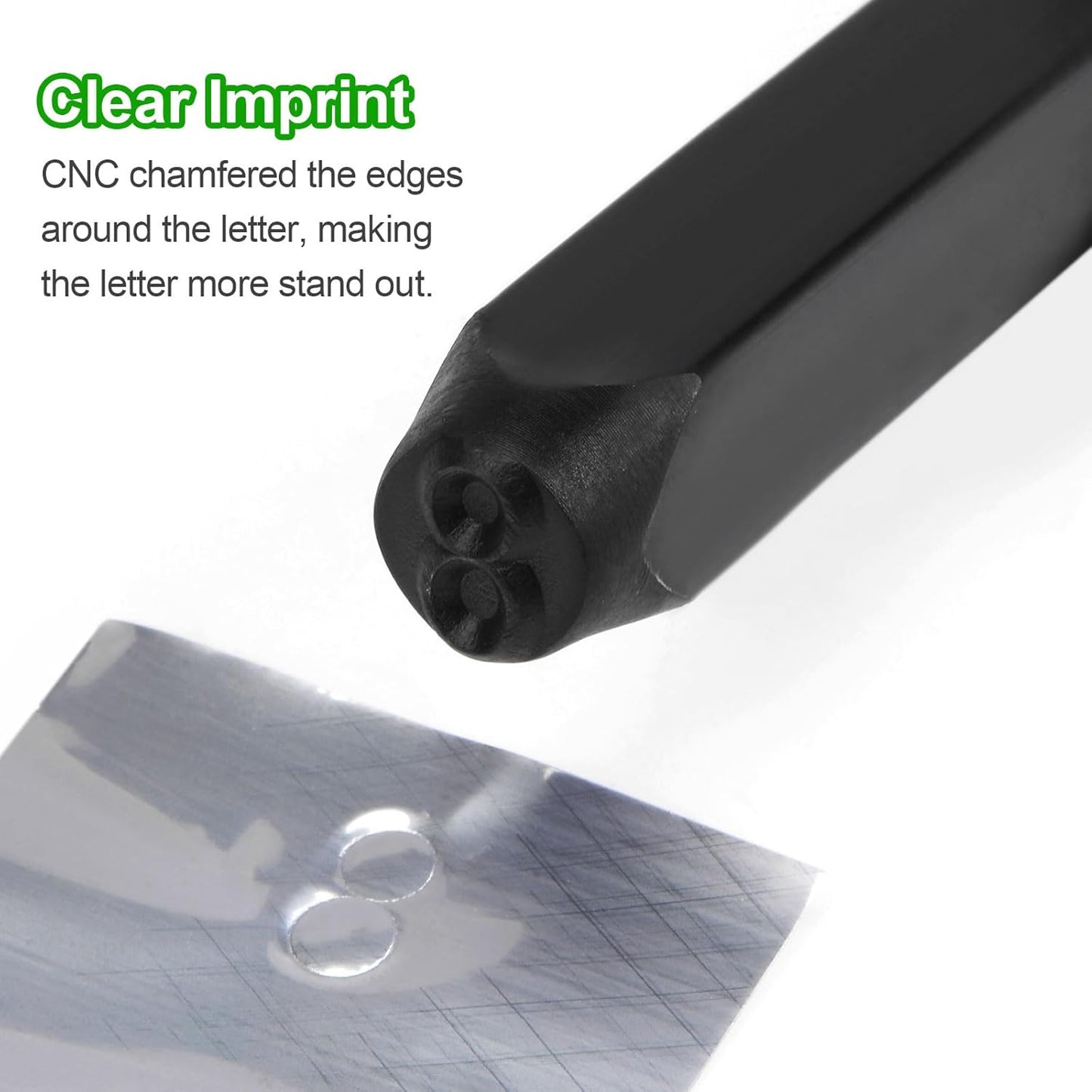 HARFINGTON 36pcs Metal Stamping Kit 25/64" (10mm) (A-Z, 0-8, "&" Symbol) Steel Letter Punch Press Tool with Hole Punch to Stamp on Metal, Plastic, Wood, Leather, Black