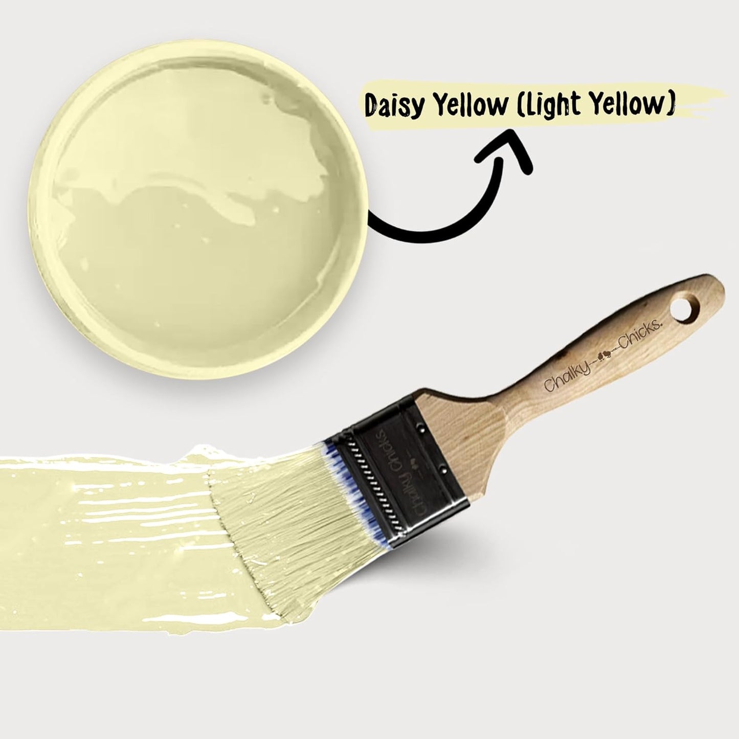 Chalky Chicks All-in-One Chalk Paint for Furniture or Cabinet - 8 Fl Oz - Matte Finish Daisy (Light Yellow) for Metal, Wood Furniture Paint - No Sanding All-in-One for Home Decor & Crafts, USA Made