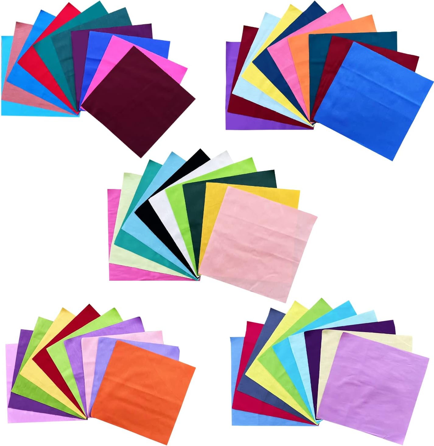 HANPATQUI 50PCS 12 x 12 inch Solid 100% Cotton Fat Quarters Fabric for Sewing and Quilting Bundles Precut Fabric Square for DIY Craft Patchwork