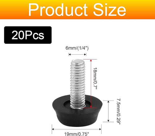20Pcs 1/4" Thread Adjustable Furniture Levelers, M6 Stainless Steel Screw in - Image 2
