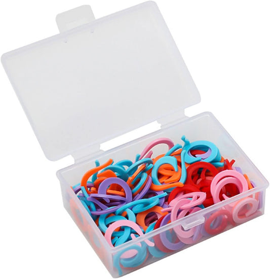 Hilsayum 120pcs Knitting Stitch Rings Plastic Stitch Markers with Transparent Storage Box Multicolor Crochet Locking Ring for DIY Sewing (Multicolor)