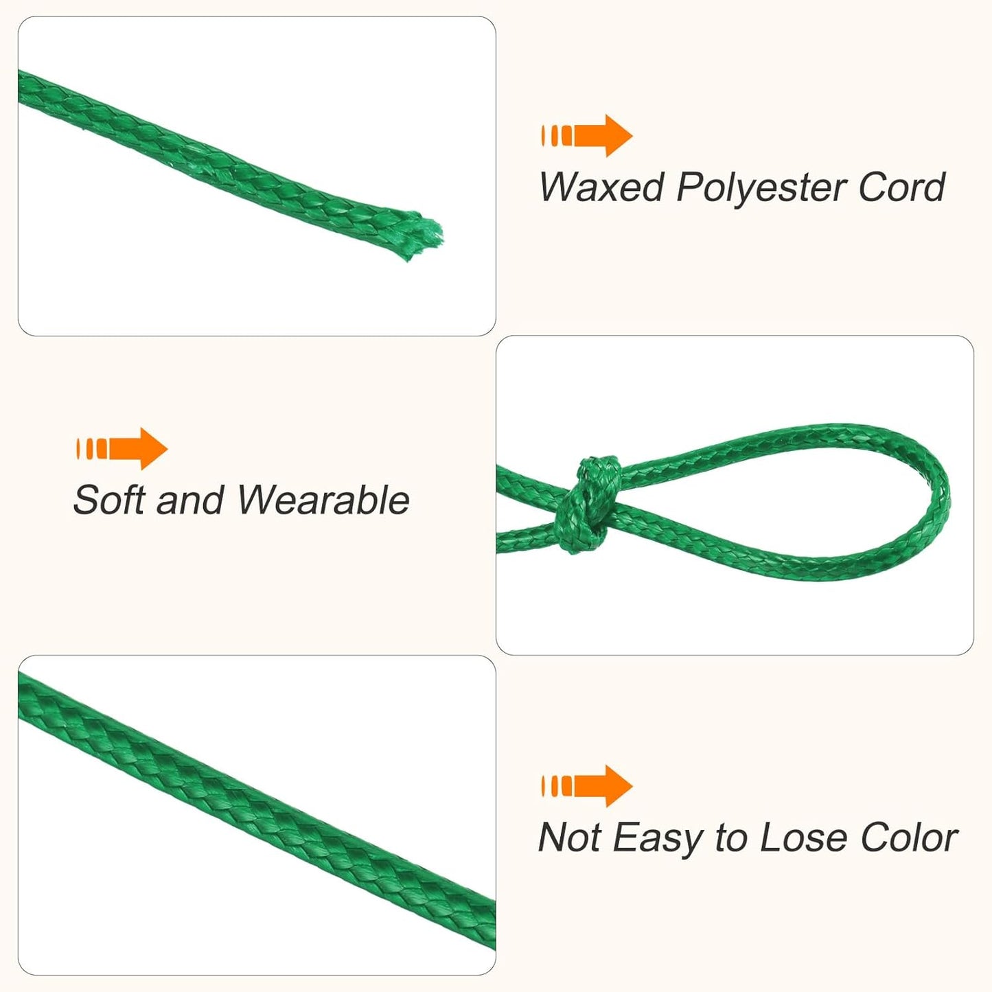MECCANIXITY Waxed Cord 0.5mm Waxed Polyester Cord 175 Yard Wax String for Bracelet Making, Necklaces, Beading, Jewelry Making and DIY Crafts(Dark Green)