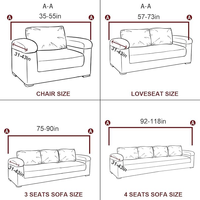 vctops 4 Seater Velvet Plush Stretch Sofa Slipcover 1-Piece Sofa Cover - Image 4