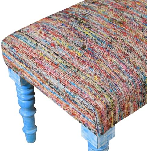 LR Home Chindi Multicolor Handmade Upholstered Bench - Image 4