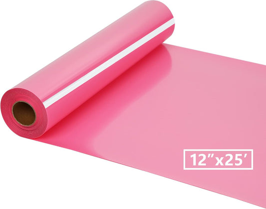HTV Iron on Vinyl 12Inch by 25ft Roll Heat Transfer Vinyl for T-Shirt HTV Rolls for All Cutter Machine - Easy to Cut & Weed for Heat Transfer Design (25ft, Pink)