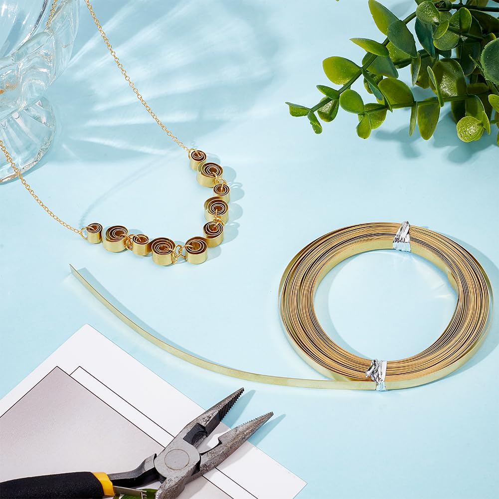 BENECREAT 19.7 Ft 30Gauge Brass Flat Bezel Wire, 5mm Wide Flat Jewelry Craft Wire for DIY Jewelry Craft Making Gem Wrapping