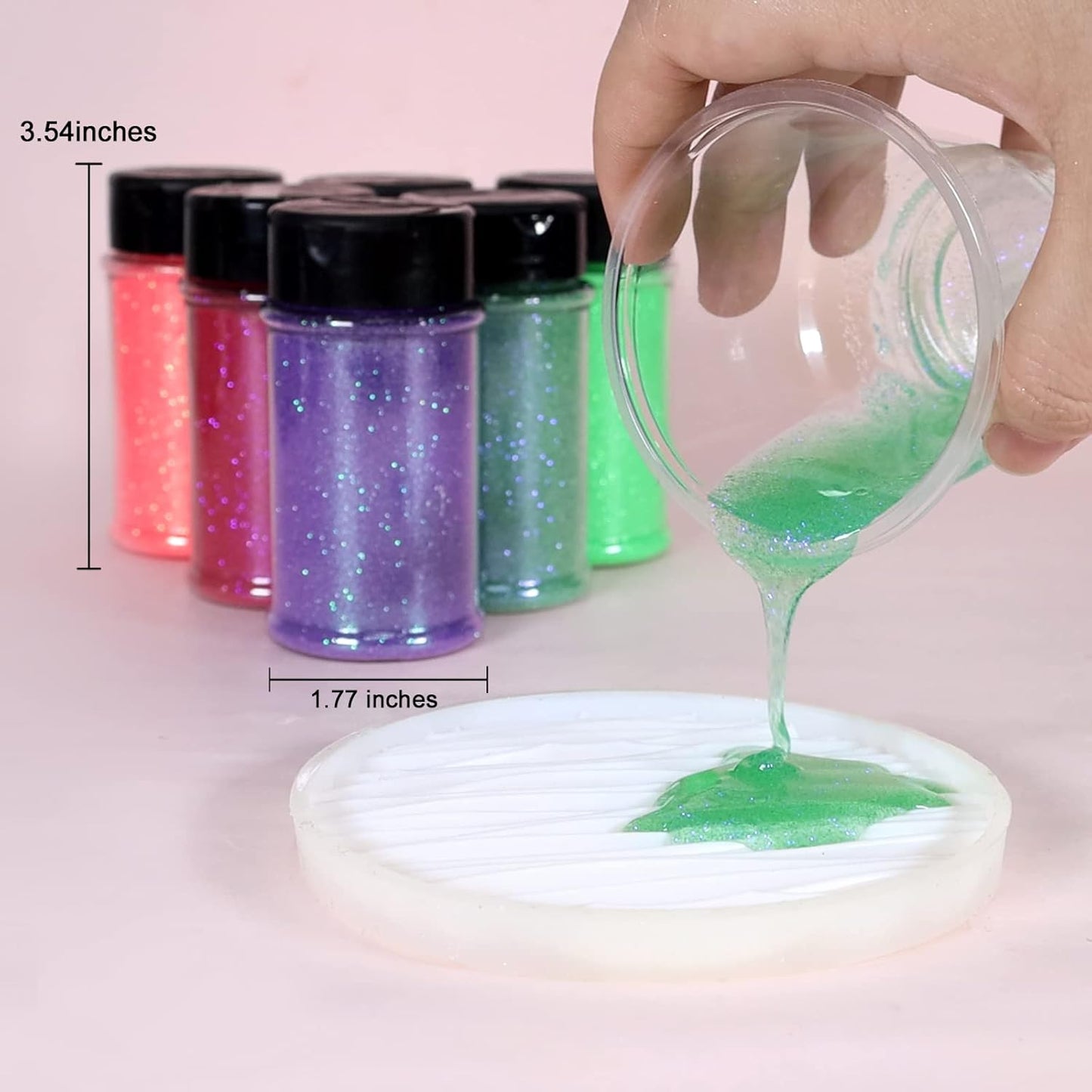 Renfio Iridescent Ultra Fine Glitter Powder Resin Supplies Glitters 1.94 Oz (55g) PET Flake Crafts Sequins 1/128" 0.008" 0.2mm Epoxy Chips Flakes for Tumblers Slime Painting - Fluorescent Yellow