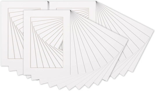 5.5x8.5 Mat for 8.5x11 Frame - Precut Mat Board Acid-Free White 5.5x8.5 Photo Matte For a 8.5x11 Picture Frame, Premium Matboard for Family Photos, Show Kits, Art, Picture Framing, Pack of 25 Mats