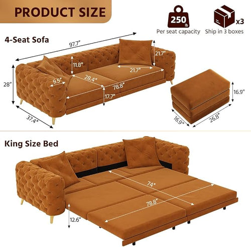 97.7" Convertible Queen Sleeper Sofa - Image 2