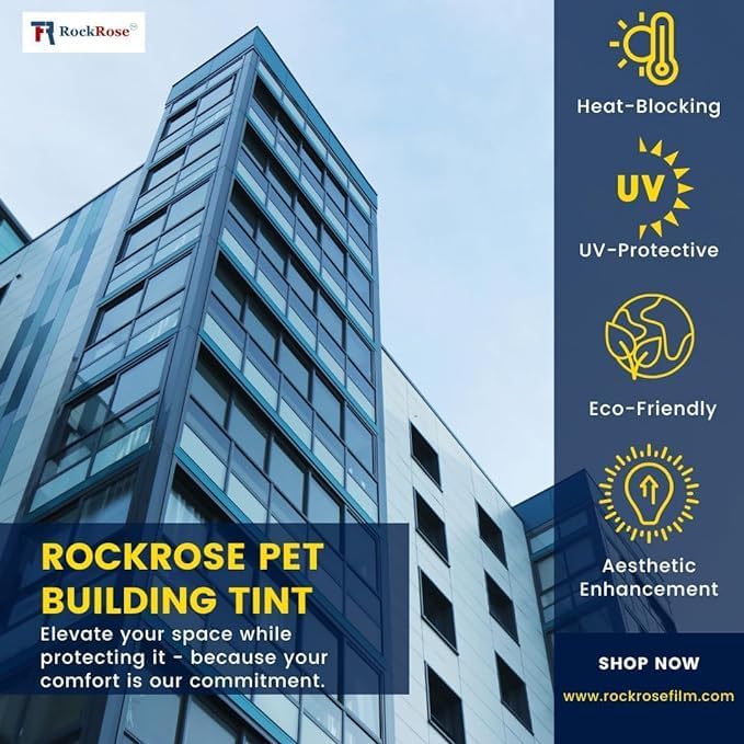 Rockrose Professional Window Tint for Home – One Way Privacy Window Film for Home Offices Heat Blocker Reflective Adhesive Mirror Tint with 99% UV Block – Silver 24 in x 25FT