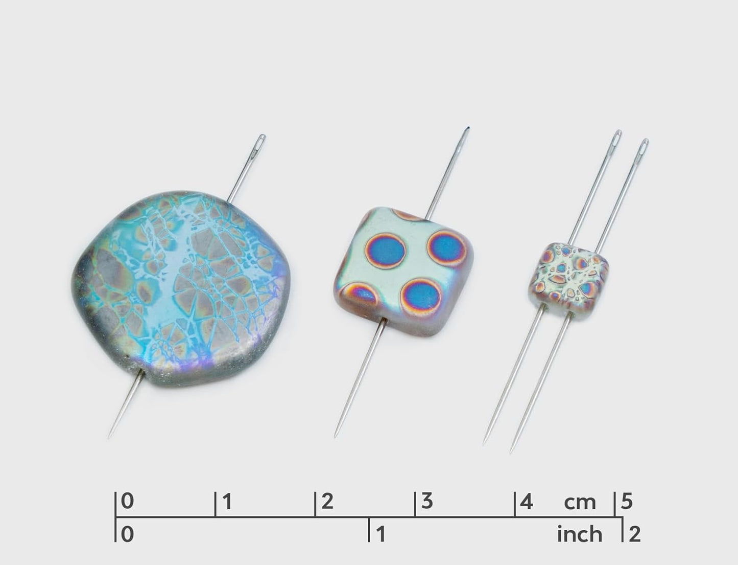 1.75 oz (50g) Mix of Unique Czech Bohemia Glass Pressed Beads, Light Blue AB Sliperit, Patterned, Matte and Glossy, Hand Made BCV