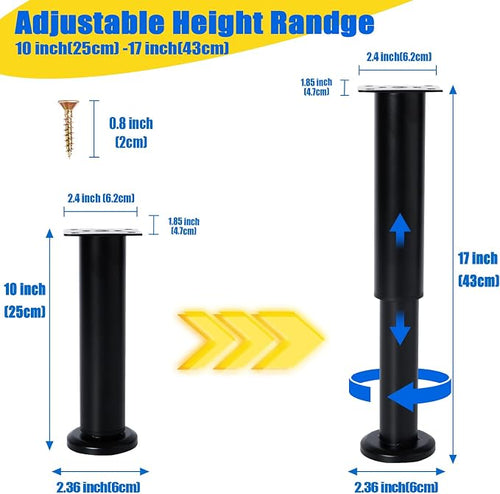4 Pcs Adjustable Height Bed Support Furniture Legs - Image 2