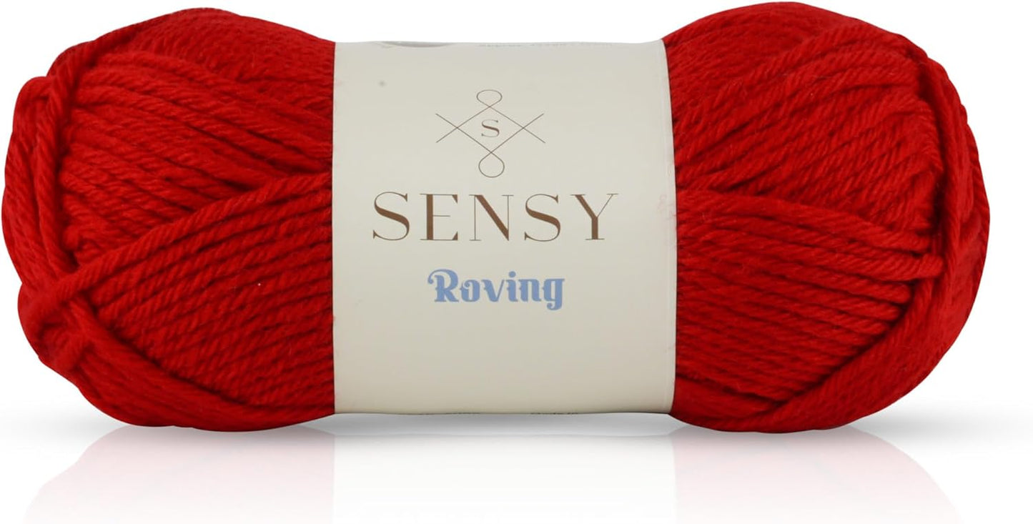 Sensy Roving Yarn, 3.5 oz, 132 Yards, Gauge 5 Bulky (Carmine Red)