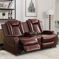 Power Recliner Set with LED Lights, Air Leather Reclining Set with USB by Unknown