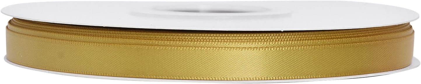 YAMA Gold Double Faced Satin Ribbon 3/8 Inch 25 Yards, Thin Gold Christmas Ribbon for Christmas Tree Gift Wrapping Crafts Party Decoration