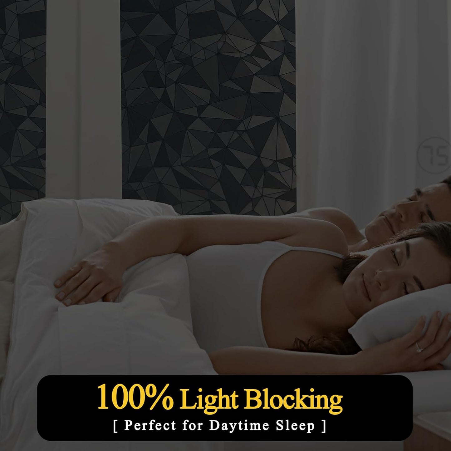 Niviy Blackout Window Privacy Film with Installation Tools Static Cling 100% Light Blocking Room Darkening, Heat Control Removable Window Tint for Home, Black Out Window Cover 23.6" by 118"