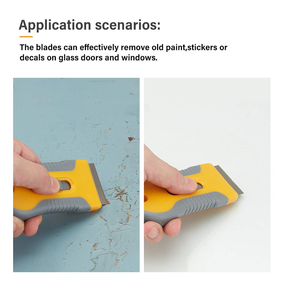 WEGAZ-100PCS Single Edge Razor Blades,Industrial Safety Razor Blades,Individually Packed, Used for Scrapers and Cutting Tools