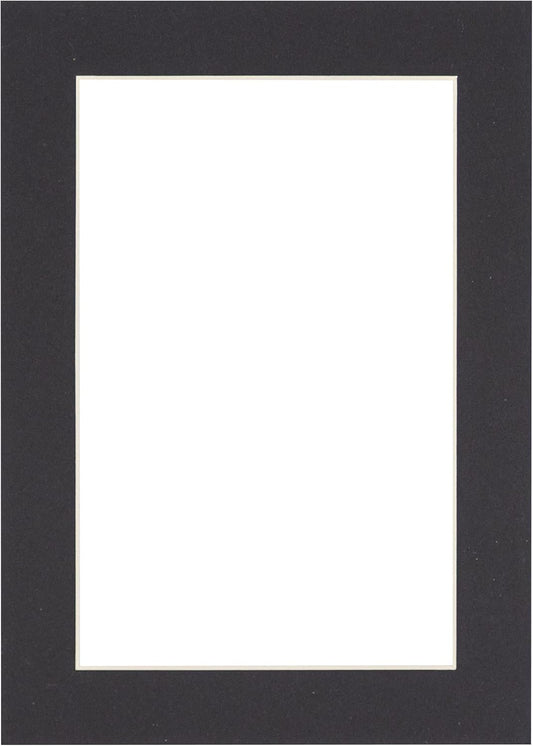8x10 Mat Bevel Cut for 5.5x8.5 Photos - Acid Free Black Precut Matboard With Backing Board and Crystal Clear, Self Seal Photo Mat Bag - For Pictures, Photos, Framing - 4-ply Thickness