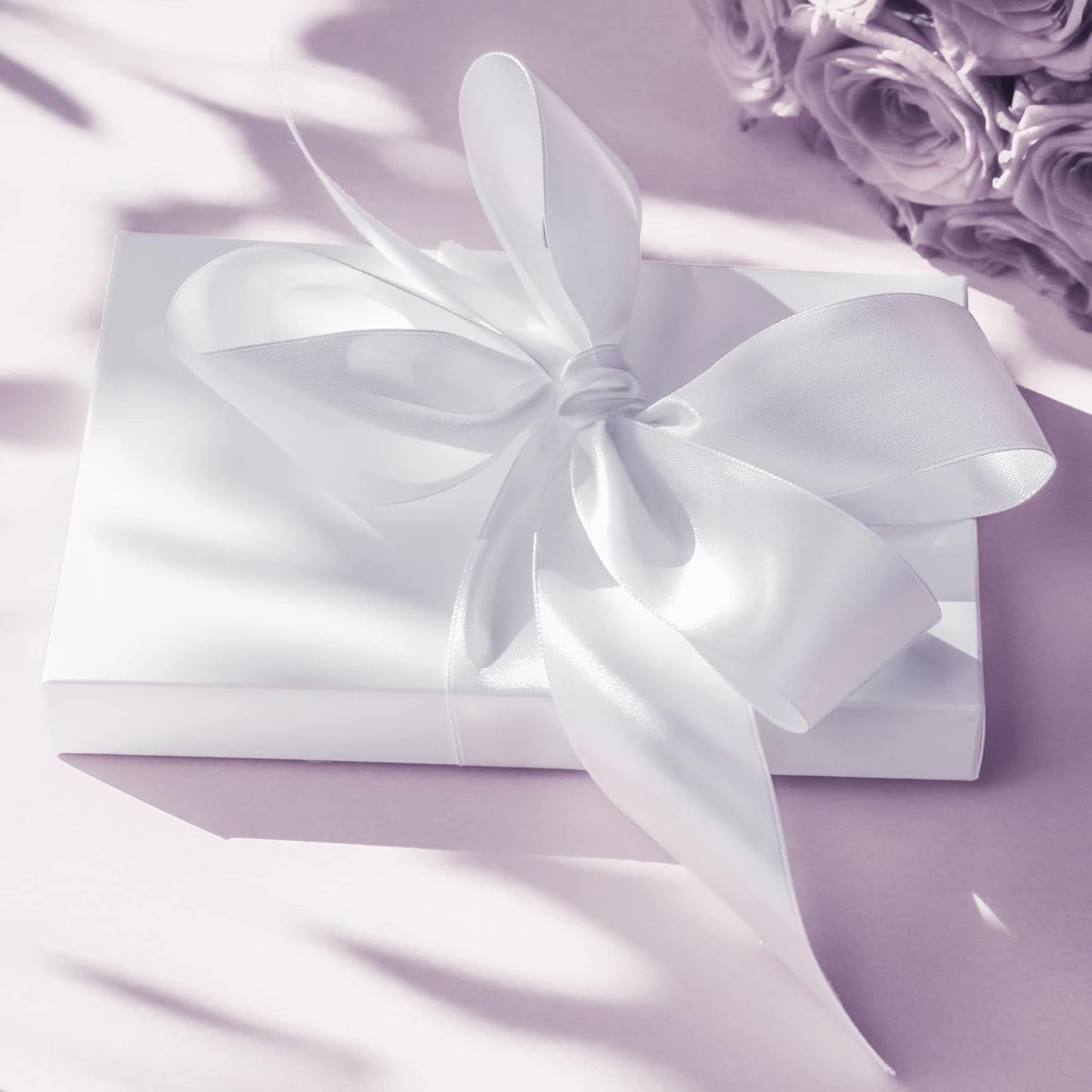 LIUYAXI White Double Faced Satin Ribbon, 1" X Continuous 25 Yards, Ribbons Perfect for Gift Wrapping Wedding Bouquet Decor DIY Craft Bow Making & Other Projects
