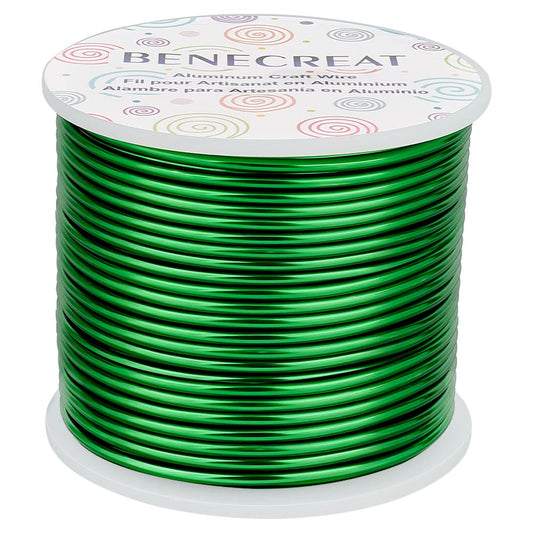 BENECREAT 12 Gauge 100FT Green Aluminum Wire Anodized Jewelry Craft Making Beading Floral Colored Wire for Sculpting Model Making, Floral Plant Gardening, Halloween Christmas Decor