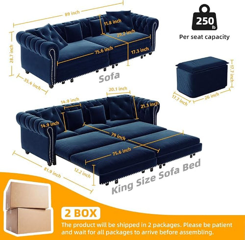 89" King Size Sleeper Sofa Bed - Image 2