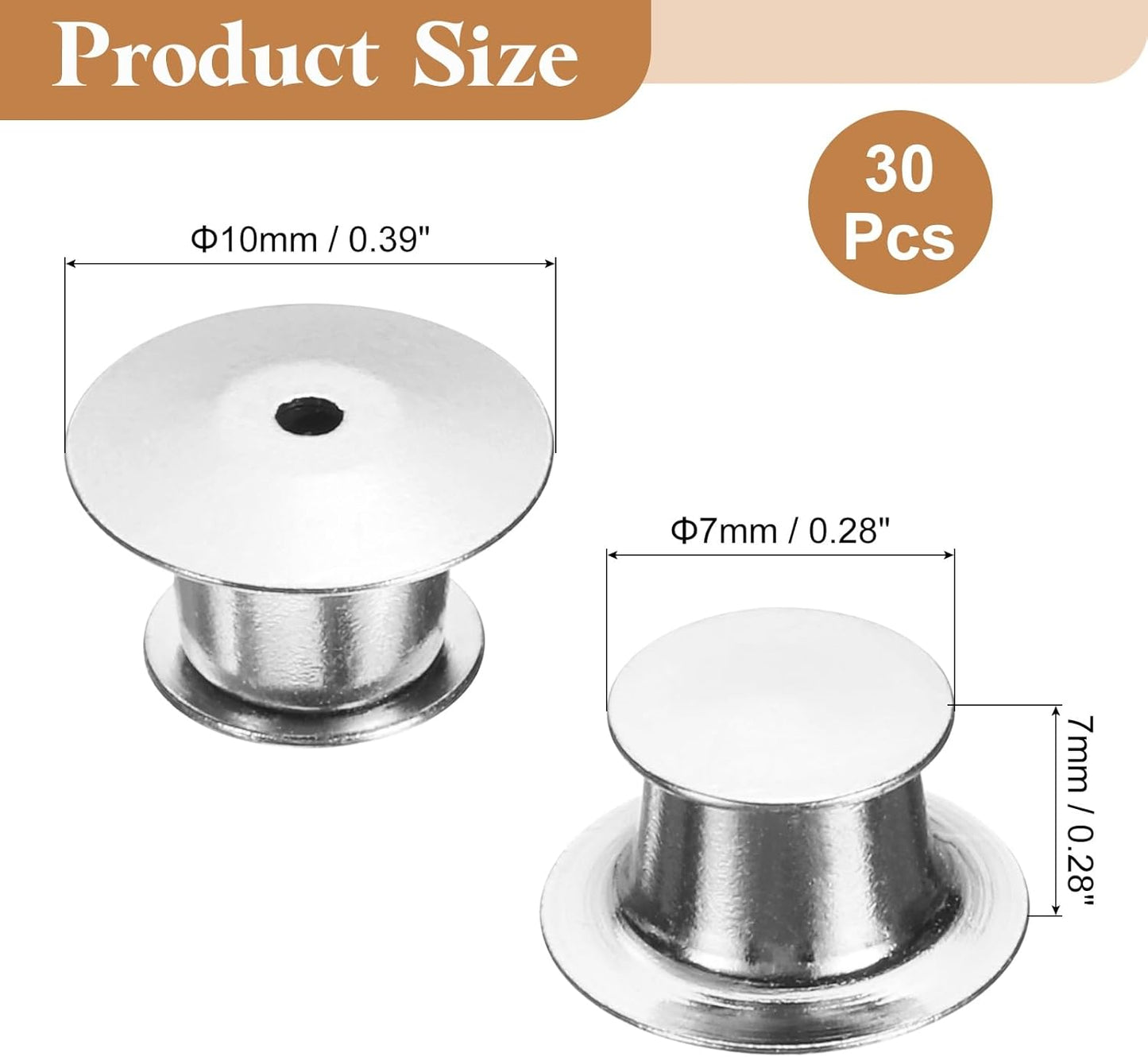 uxcell 30Pcs Metal Locking Pin Backs, Pin Keepers Locking Clasp Flat Head Clamp Needle Back Lock for DIY Brooch Crafts Badges Enamel Lapel, Silver