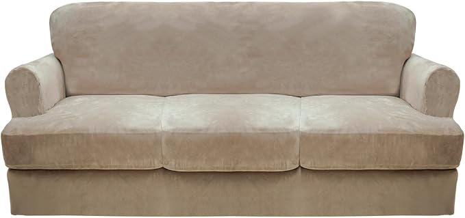 CUCRAF T Cushion Sofa Cover 4 Piece Slipcovers, Soft Thick Velvet Couch Cover by CUCRAF
