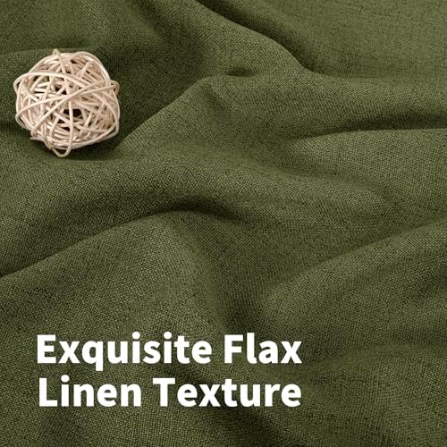 YoungsTex Olive Green Linen Curtains 48 Inch Length, Light Filtering Drapes - Image 3