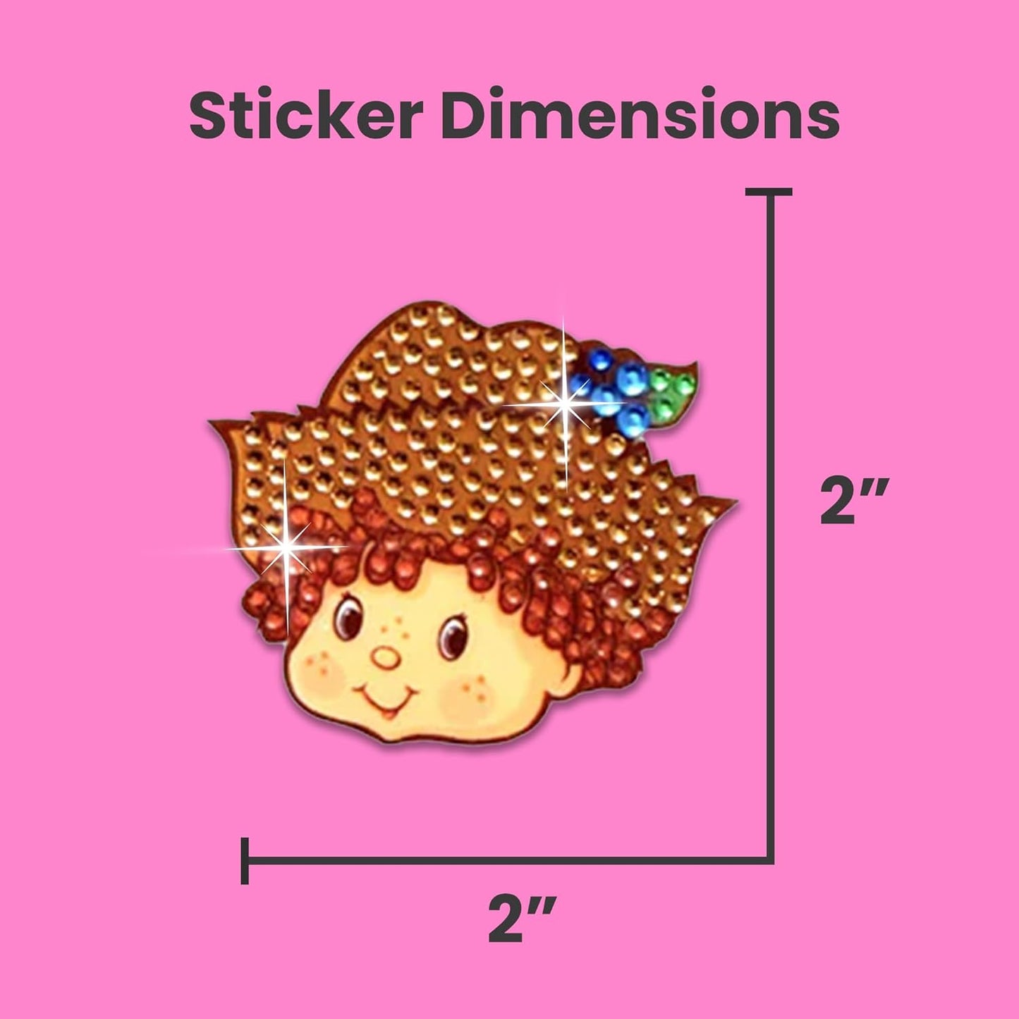 StickerBeans® Rhinestone Stickers BOY Meets Girl® x Strawberry Shortcake® 4-Pack, 2” x 2” Sparkly Cut-to-Shape Adhesive for Collecting, Trading, Scrapbooking, Laptops, Phone Cases for Kids & Teens
