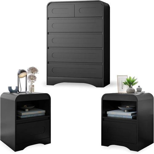 3 Piece Bedroom Set, Dresser and Nightstand Sets by SOLACEFURNITURE
