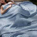 Bedsure Cooling Waffle Blanket for Hot Sleeper, Dusty Blue, King 104" X 90" by BEDSURE