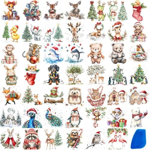 ZMRU 48 Sheets Vintage Christmas Rub On Transfers by ZMRU