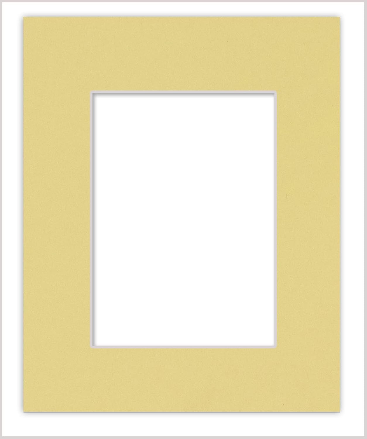 8x10 Mat Bevel Cut for 5x8 Photos - Acid Free Soft Yellow Precut Matboard - For Pictures, Photos, Framing - 4-ply Thickness