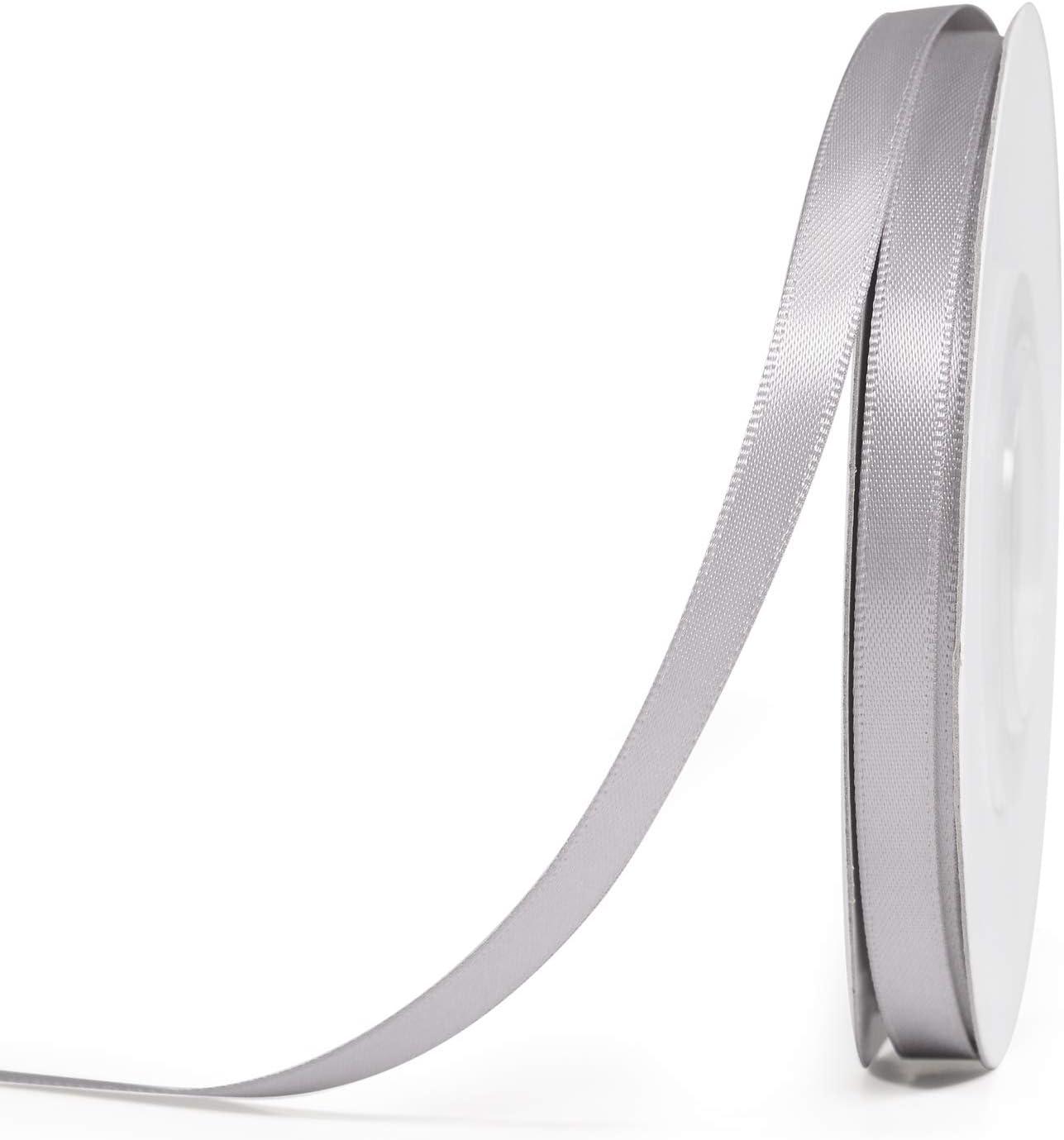 YAMA Silver Double Face Satin Ribbon Roll 1/4 Inch 25 Yards Silver Satin Ribbon for Gift Wrapping Ribbons Decorations DIY Crafts Arts