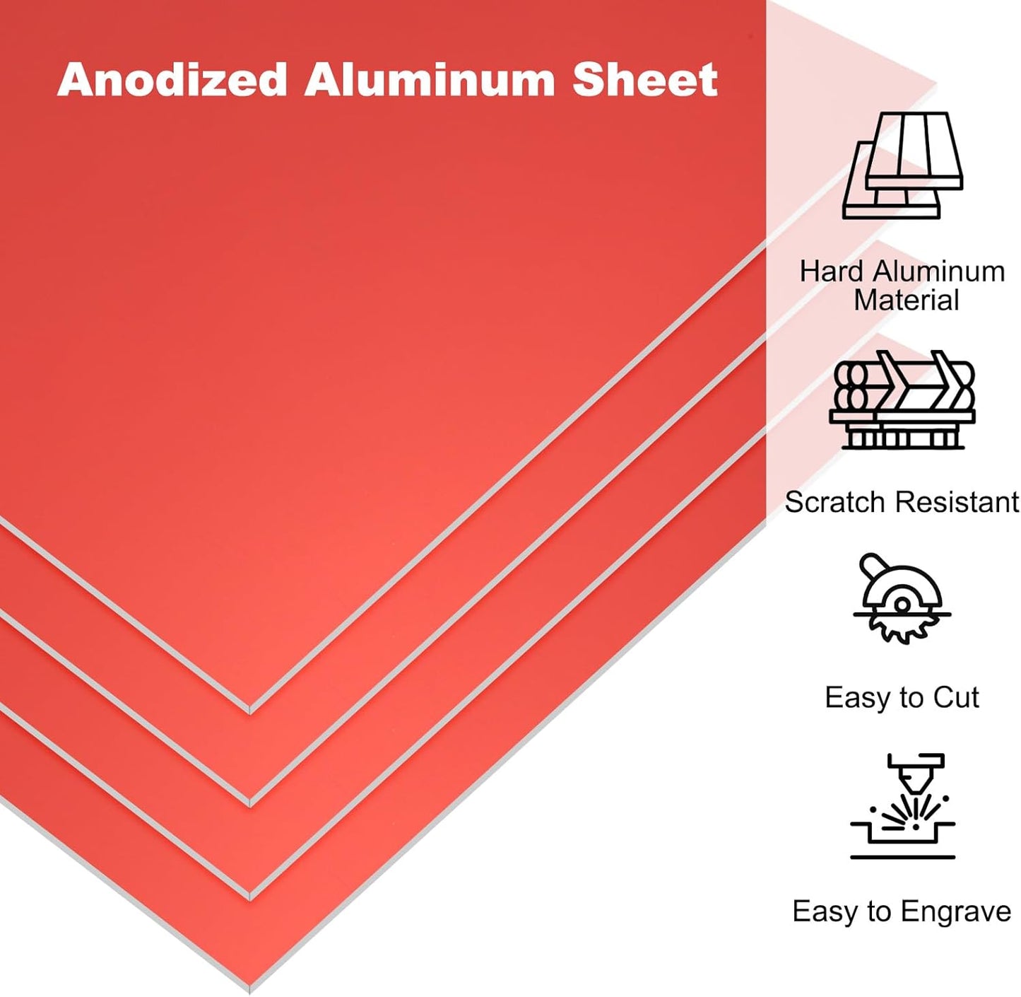 PATIKIL 7x5x1/32inch Anodized Aluminum Sheet, 10Pcs Metal Rectangle Aluminum Plate 0.8mm Thick Engraving Blanks for Laser Engraving DIY Decorative Crafting Home Decoration, Red