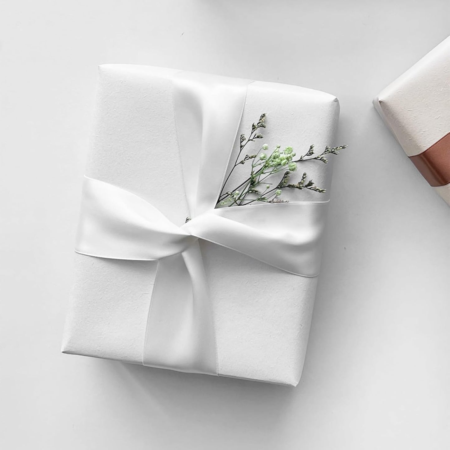 1-1/2" x 50 Yards White Polyester Satin Ribbon Single Faced Fabric Ribbons for Gift Wrapping, Crafting, Floral Arrangements, Flower Bouquet, Wedding, Home Decor