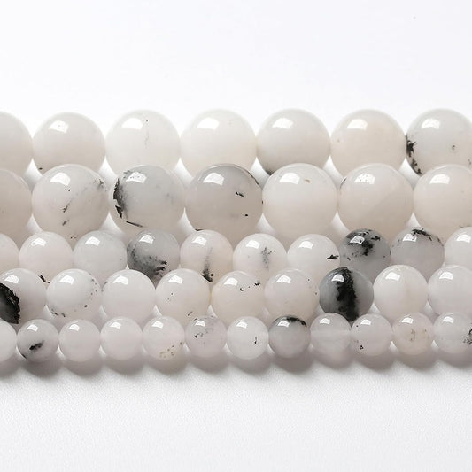 90pcs 4mm Natural Black Rutilated Quartz Crystal Jade Stone Beads for Jewelry Making Energy Healing Power Stone Beads DIY Bracelet Necklace Accessories 15" (4mm, Black Rutilated Quartz Jade)
