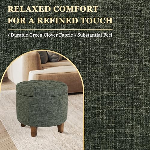 HomePop 19" Button Tufted Round Storage Ottoman - Image 4