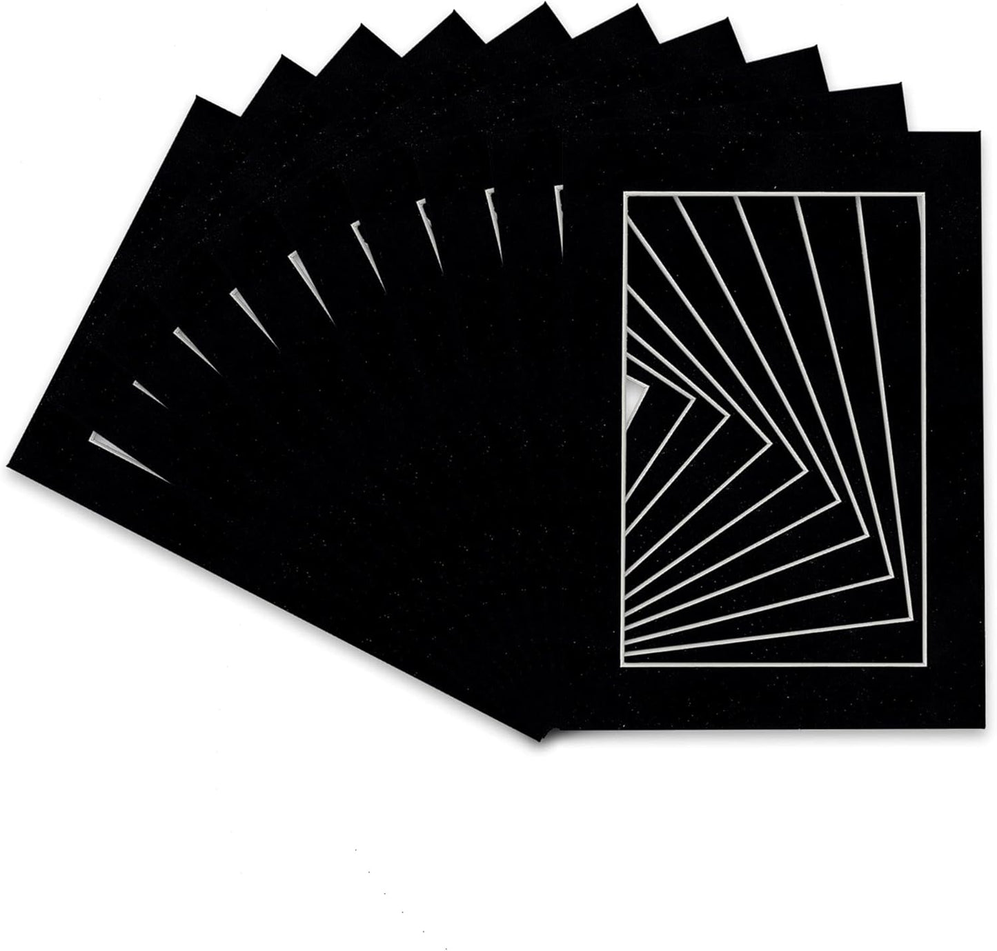 Pack of TEN 11x14 Mats Bevel Cut for 8.5x11 Photos - Acid Free Black Suede Precut Matboards For Pictures, Photos, Framing - 4-ply Thickness