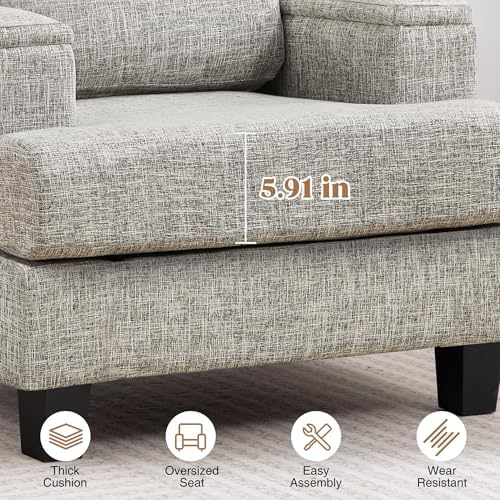 Accent Chair with Armrest Storage, Modern Upholstered Reading Living Room Chairs - Image 4